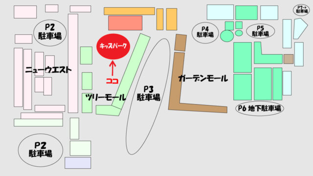 軽井沢アウトレットのキッズパークの場所がわかるマップ