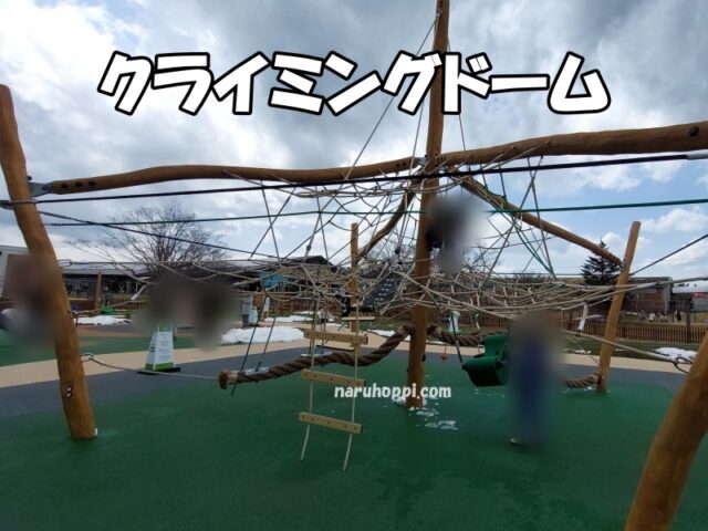 軽井沢アウトレットのリニューアルしたキッズパークのクライミングドームの写真